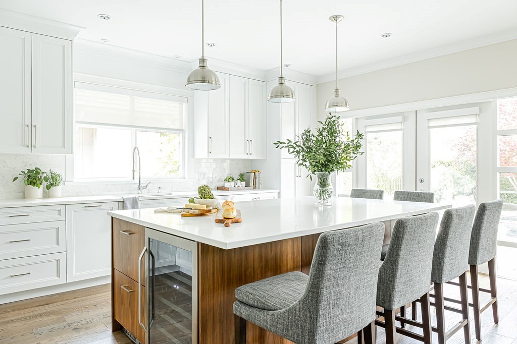 Kitchen Island Cabinets with Metal Lattice Cabinet Doors - Transitional -  Kitchen